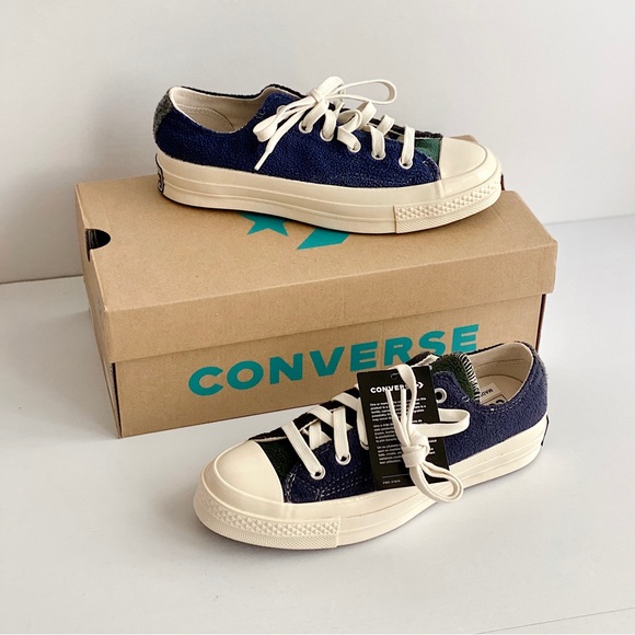 ✨New CONVERSE 70 Beyond Retro Fleece Colorblock Sneaker Black Blue Green Women 7 - Picture 11 of 13